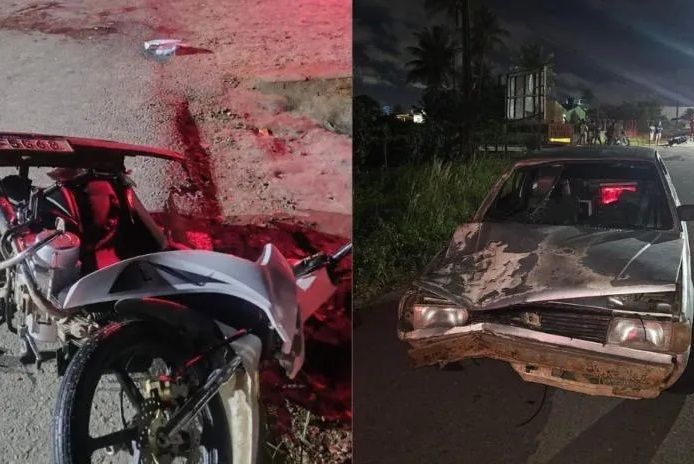 Colisão entre carro e moto deixa dois feridos na SE-255, em Itabaiana